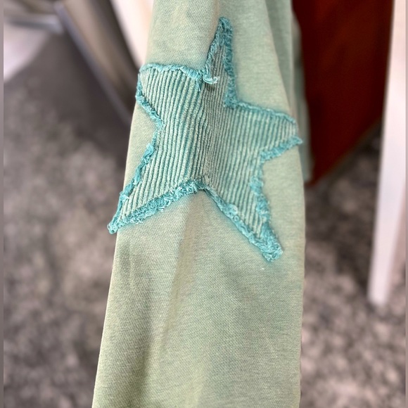 NWOT - POL Mineral Wash French Terry Jacket in Dusty Teal. - Picture 3 of 9